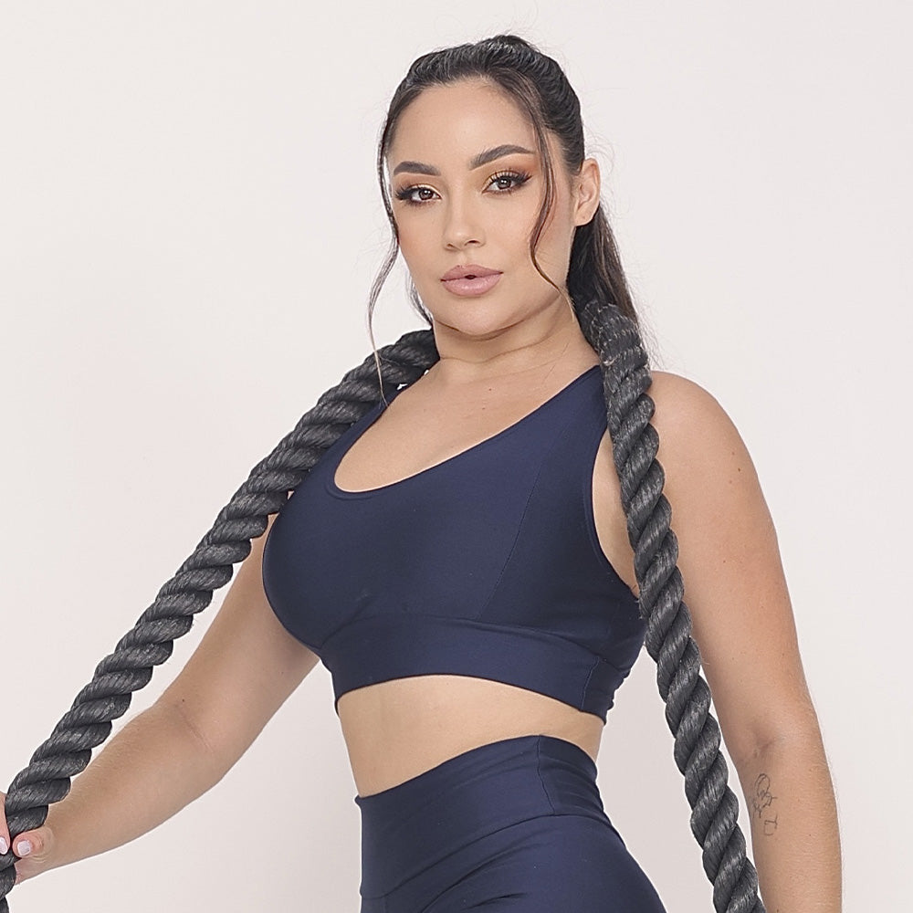 Top Feminino Nadador Azul Marinho