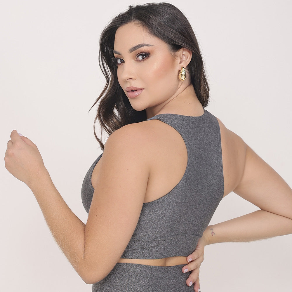 Top Feminino Nadador Cinza