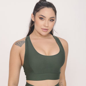 Top Feminino Nadador Verde Militar