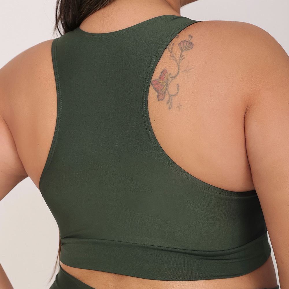 Top Feminino Nadador Verde Militar